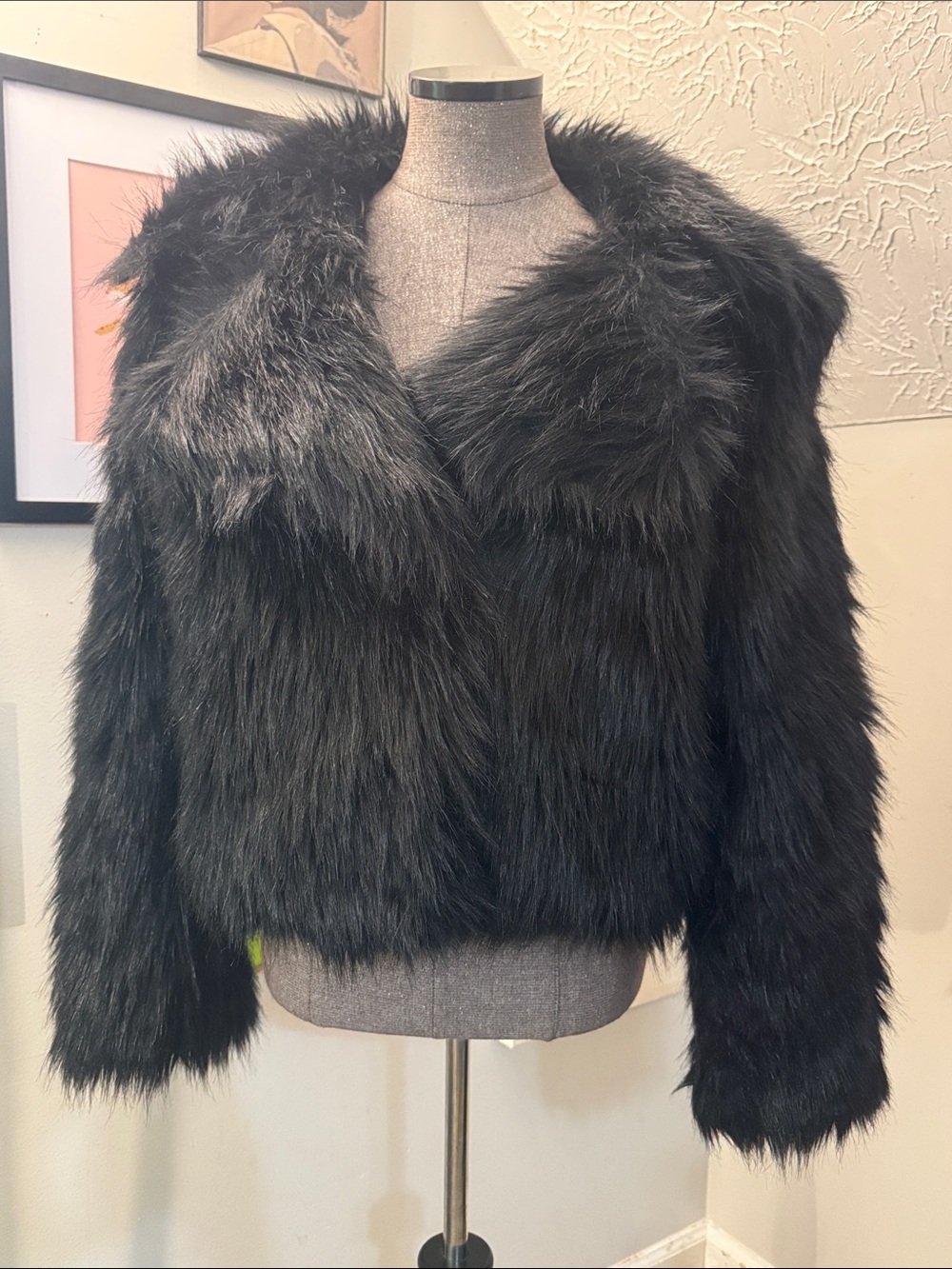 PrettyLittleThing Black Faux Fur Jacket